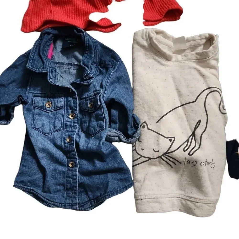 Girls Size 12 Months Lot of 9 Tops Pants Bundle OshKosh Jessica Simpson